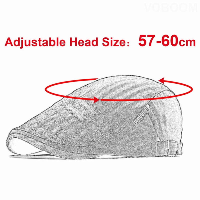 VOBOOM Men Cotton Adjustable Newsboy Beret Ivy Cap Cabbie Flat Hat (Dark Brown) - Image 3